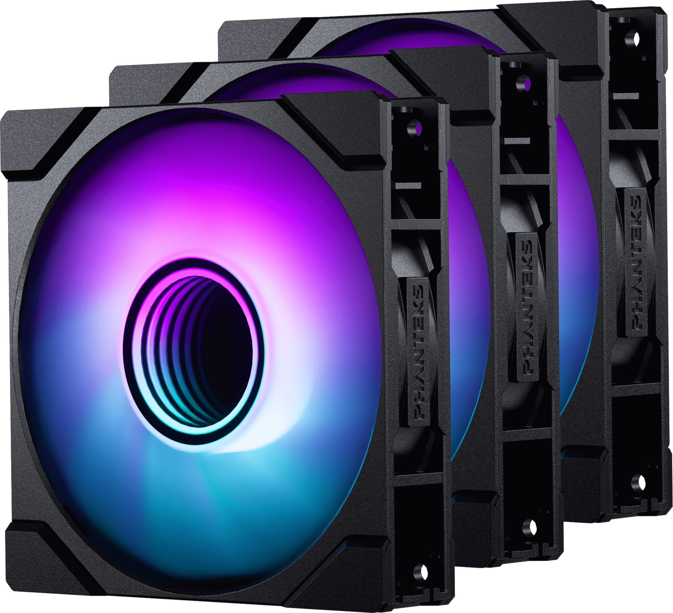 Ventilatorë PC Phanteks M25 Gen2, set 3x120mm, PWM, DRGB, të zinj