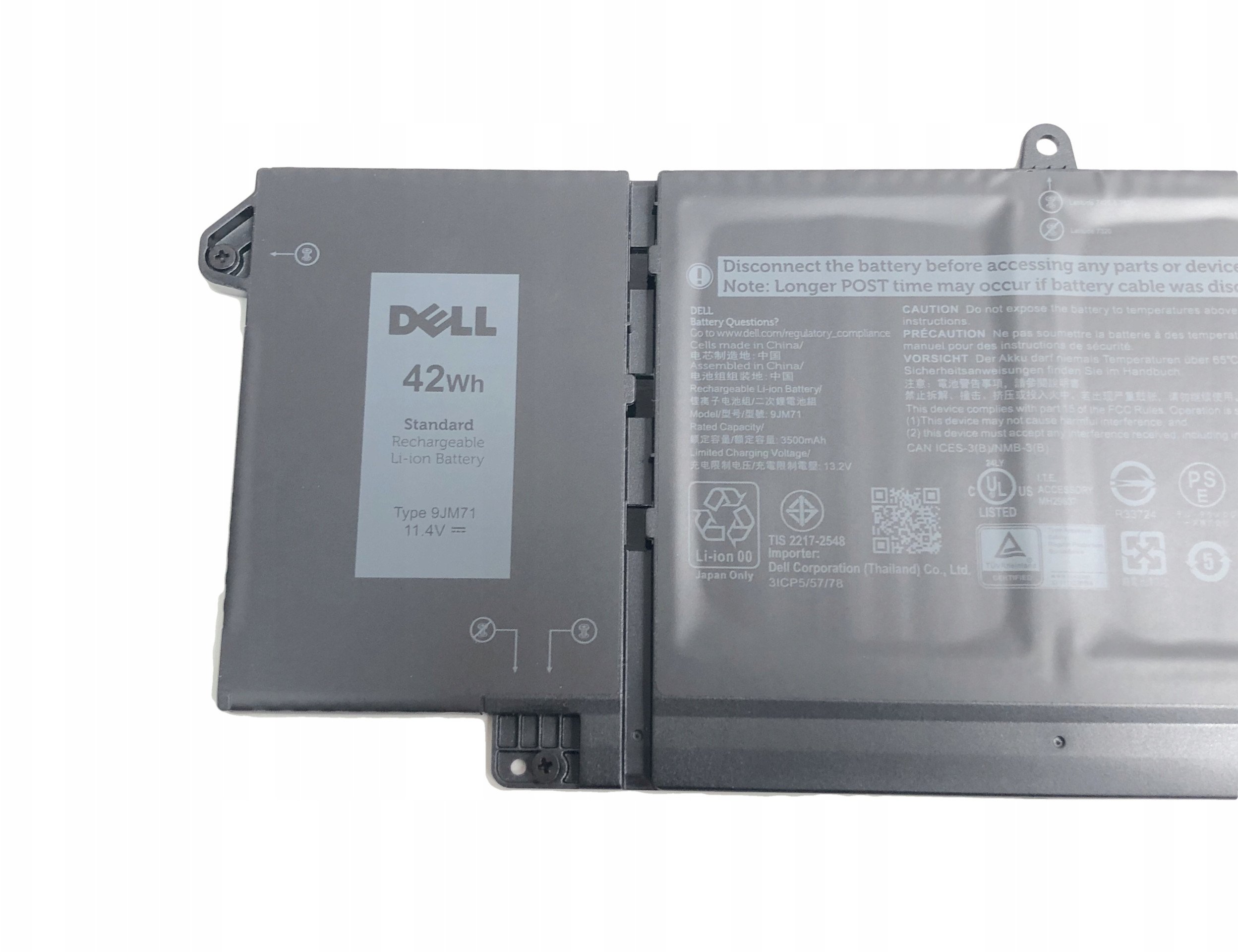Bateri origjinale Dell Latitude 5320 2 in 1, 42Wh, Lithium ion, e zezë