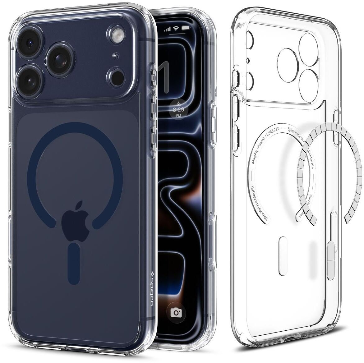 Mbështjellëse telefoni Spigen Ultra Hybrid MagSafe, për iPhone 17 Pro Max, transparente blu e thellë