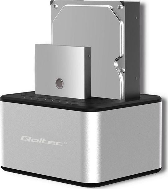 Dok stacioni për disk Qoltec 50316, SATA 2.5"/3.5", USB 3.2 Gen 1, i zi