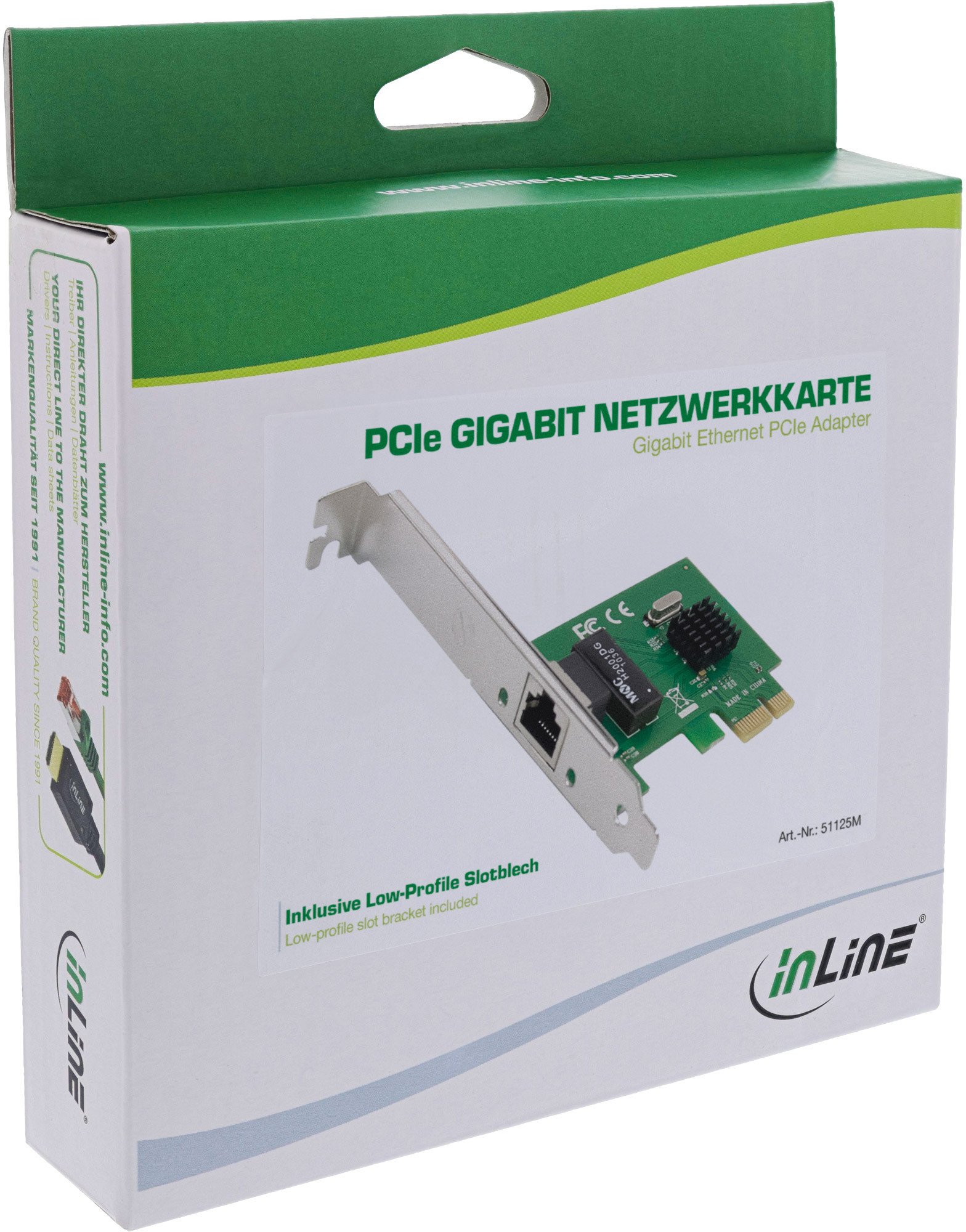 Kartë rrjeti InLine Gigabit, PCIe x1, 1x RJ45 1Gb/s, low profile