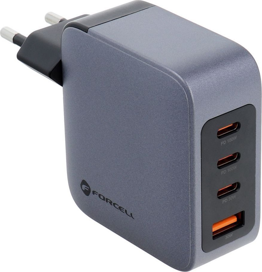 Karikues murale Forcell F Energy GaN 100W, 3x USB C, USB A, grafit