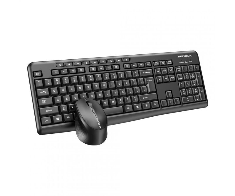 Komplet tastierë dhe maus Serioux SRXK-SKIT706W, wireless, 2.4G, i zi
