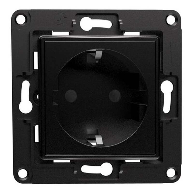 Prizë murale Shelly Wall Socket EU, standard europian, modul, e zezë