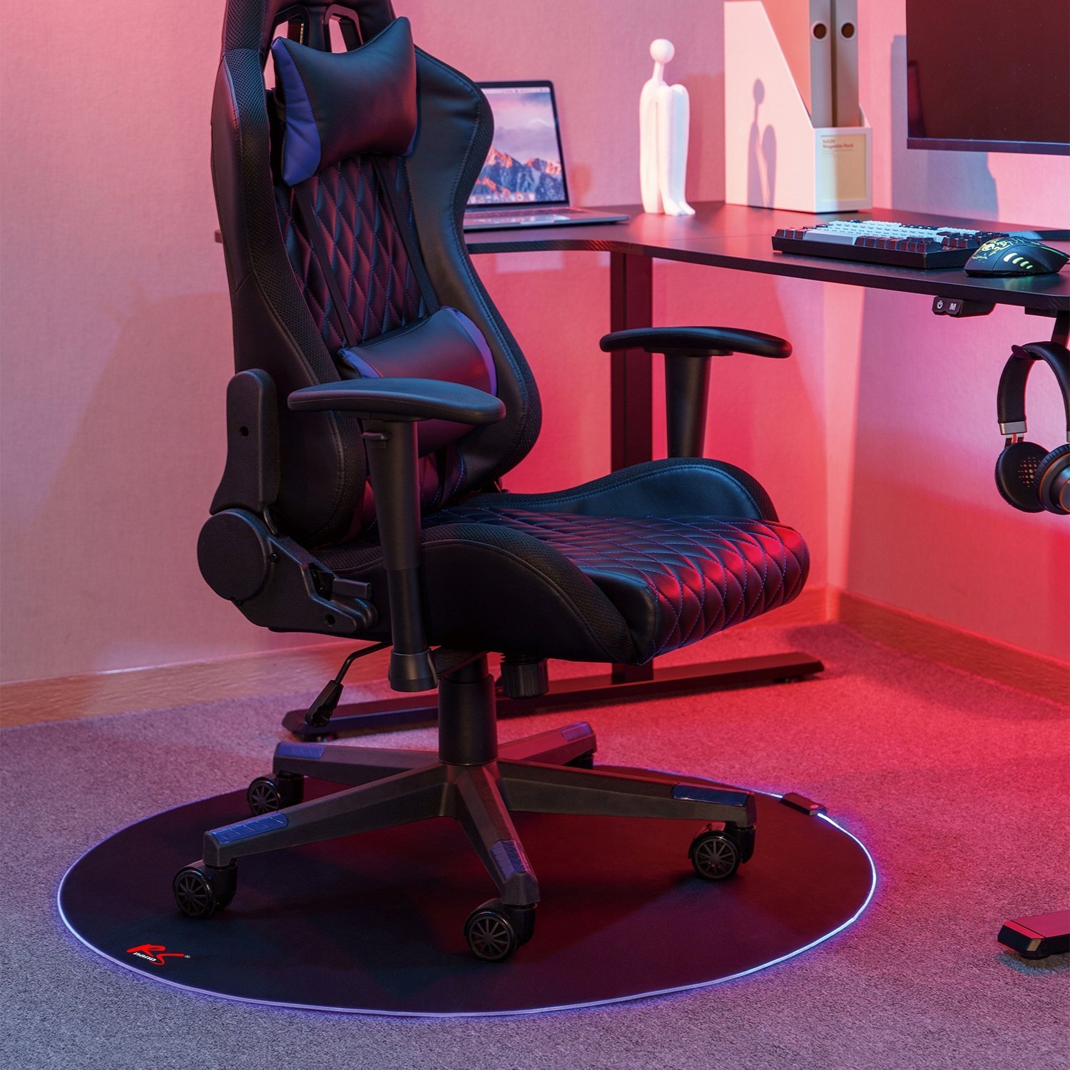 Tapet gaming NanoRS Pad Under Chair RGB RS171, aksesor për karrige lojërash, i zi