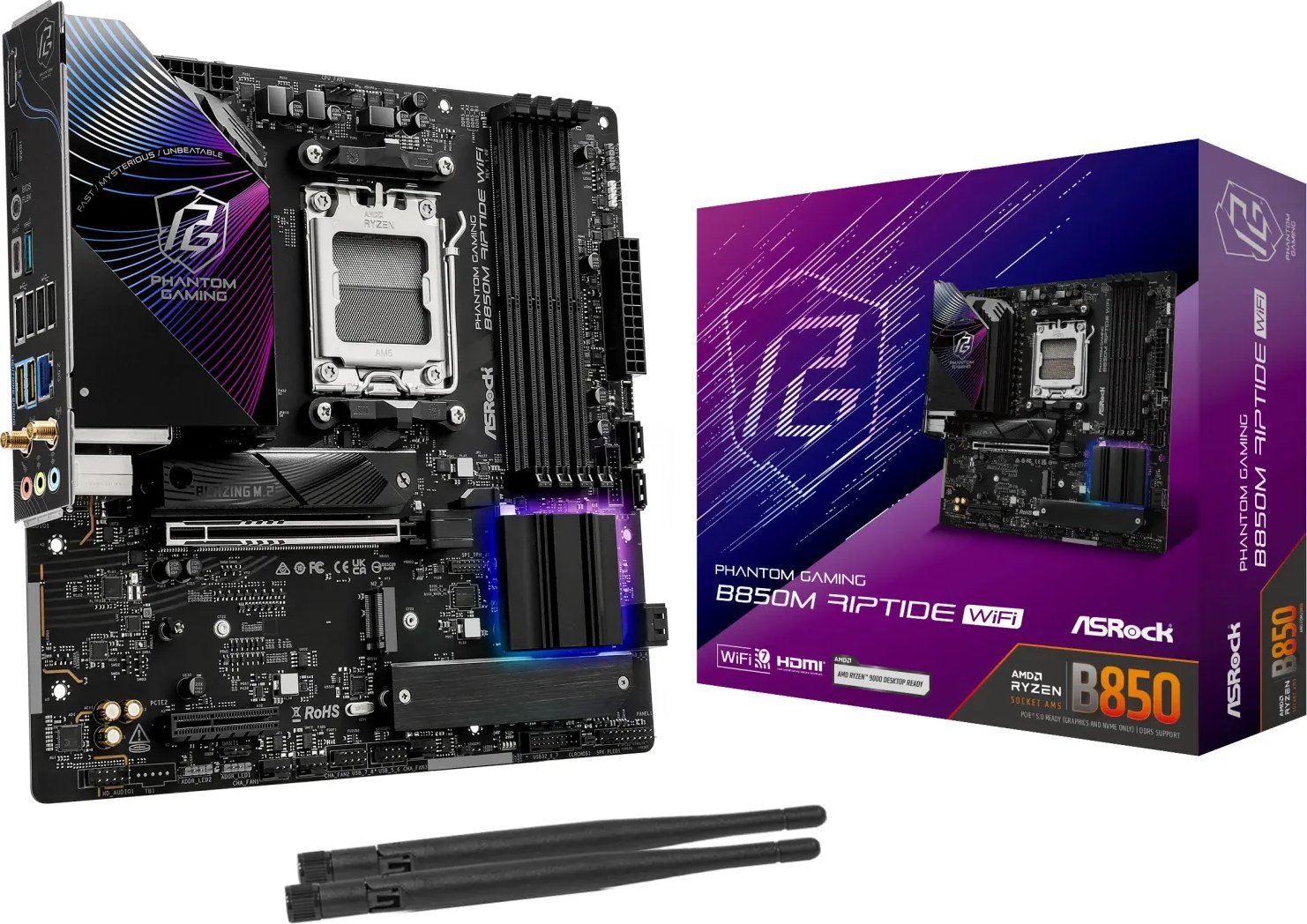 Pllakë amë Asrock Phantom Gaming B850M Riptide WiFi, AMD B850, DDR5, Micro ATX