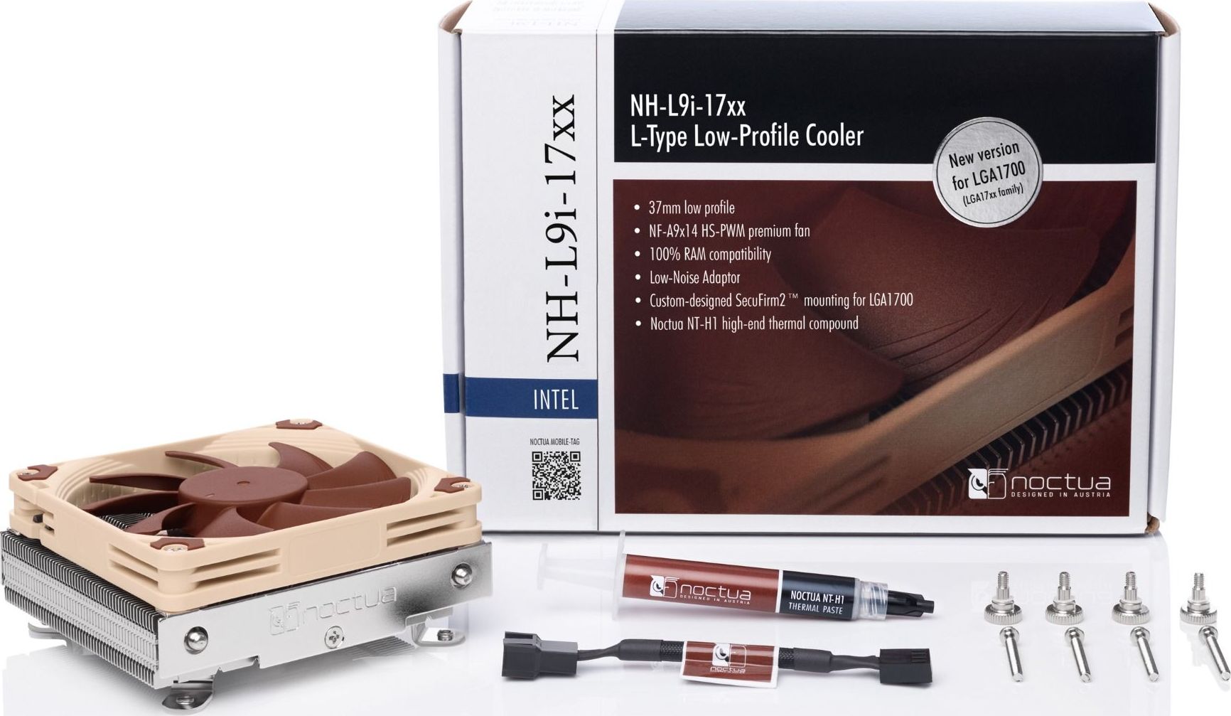 Ftohës CPU Noctua NH-L9i-17xx, profil i ulët, 92mm PWM, kafe