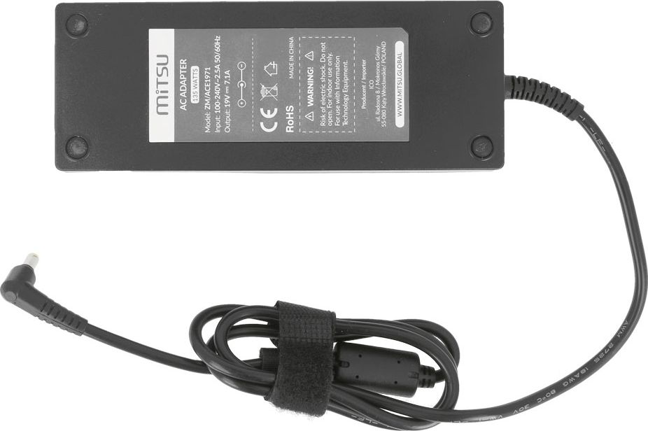 Adapter karikues për laptop Mitsu ZM/ACE1971, 135 W, 19 V 7.1 A, i zi