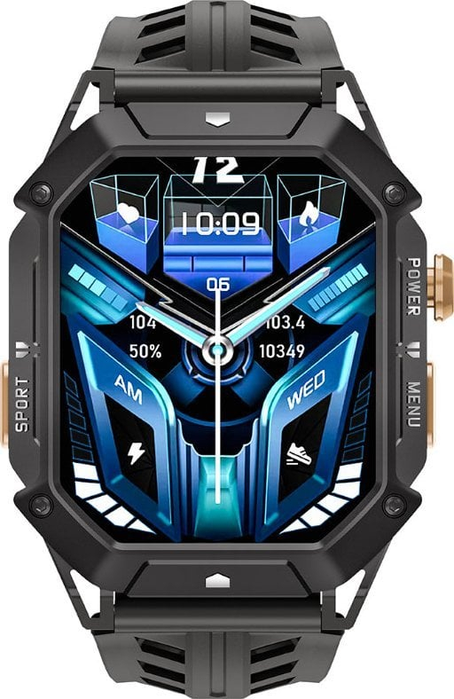 Smartwatch Rubicon, SMS dhe thirrje, monitorim pulsi, bateri 1000mAh, i zi