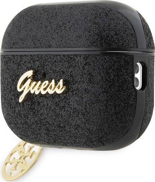 Mbështjellës Guess GUAP2GLGSHK për AirPods Pro 2, poliuretani, Glitter Flake 4G, i zi