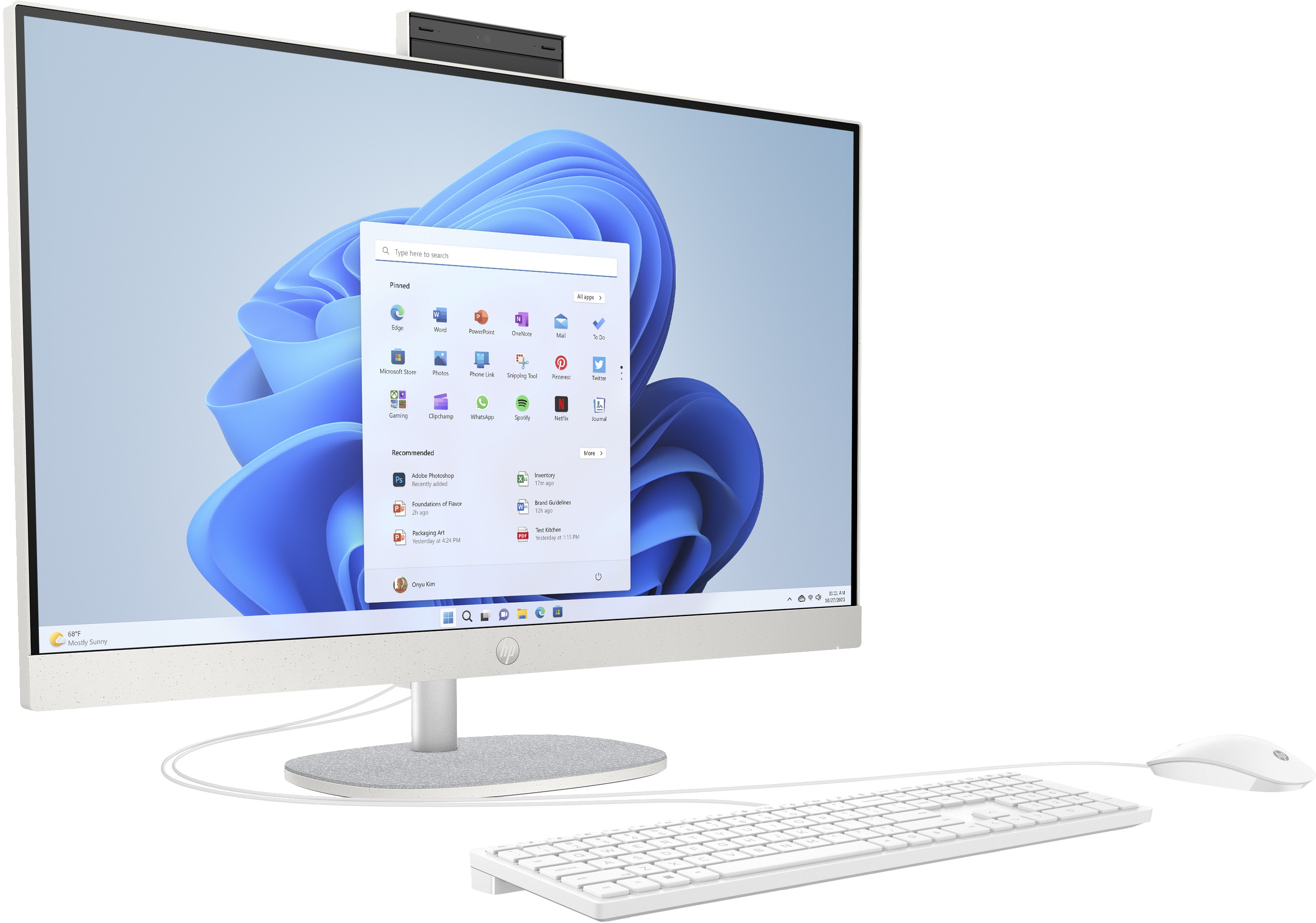 Kompjuter HP All-in-One 27-cr1001ng, 27", Intel Core Ultra 7 155U, 16GB DDR5, 512GB SSD, Intel UHD Graphics, i bardhë