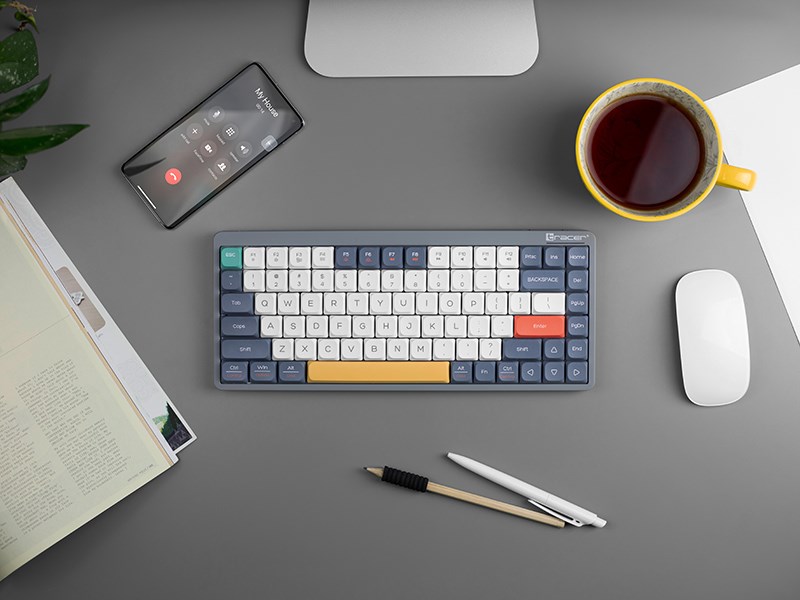 Tastierë mekanike Gaming Tracer FINA 84, USB, RGB, e bardhë