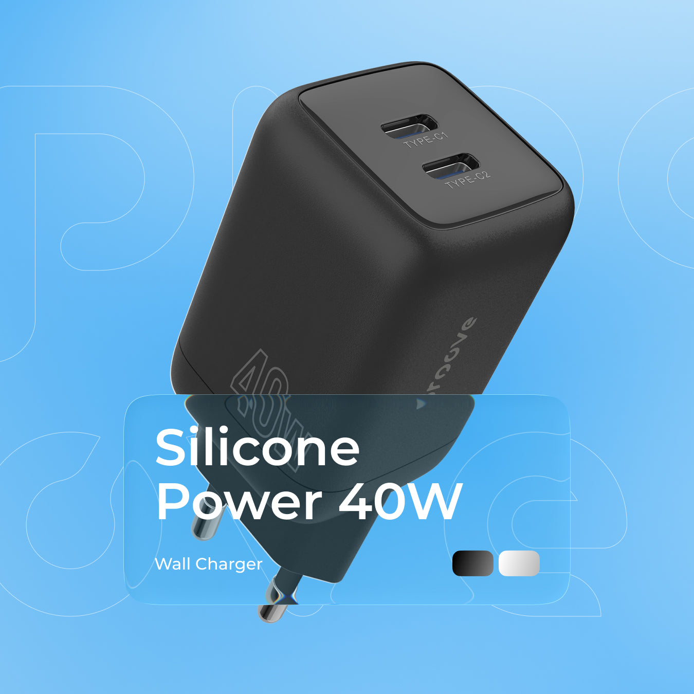 Karikues muri Proove Silicone Power, 40W, me 2×Type-C, i bardhë