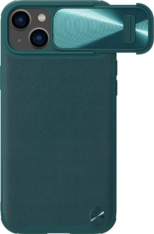 Futrollë Nillkin CamShield Leather S për Apple iPhone 14 Plus, me kapak për kamerë, e gjelbër