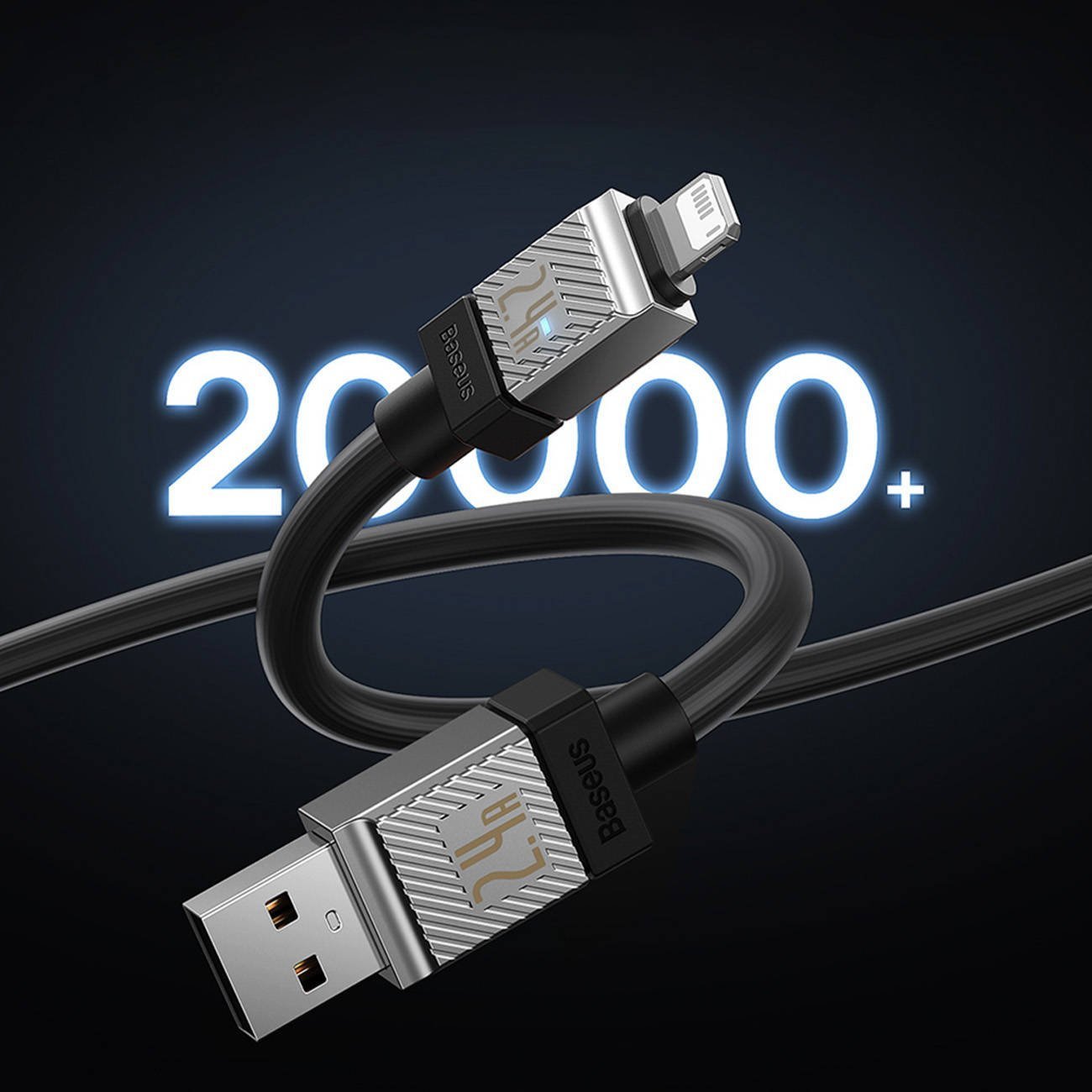 Kabllo karikimi Baseus CoolPlay, USB në Lightning, 2.4A, 2m, e zezë