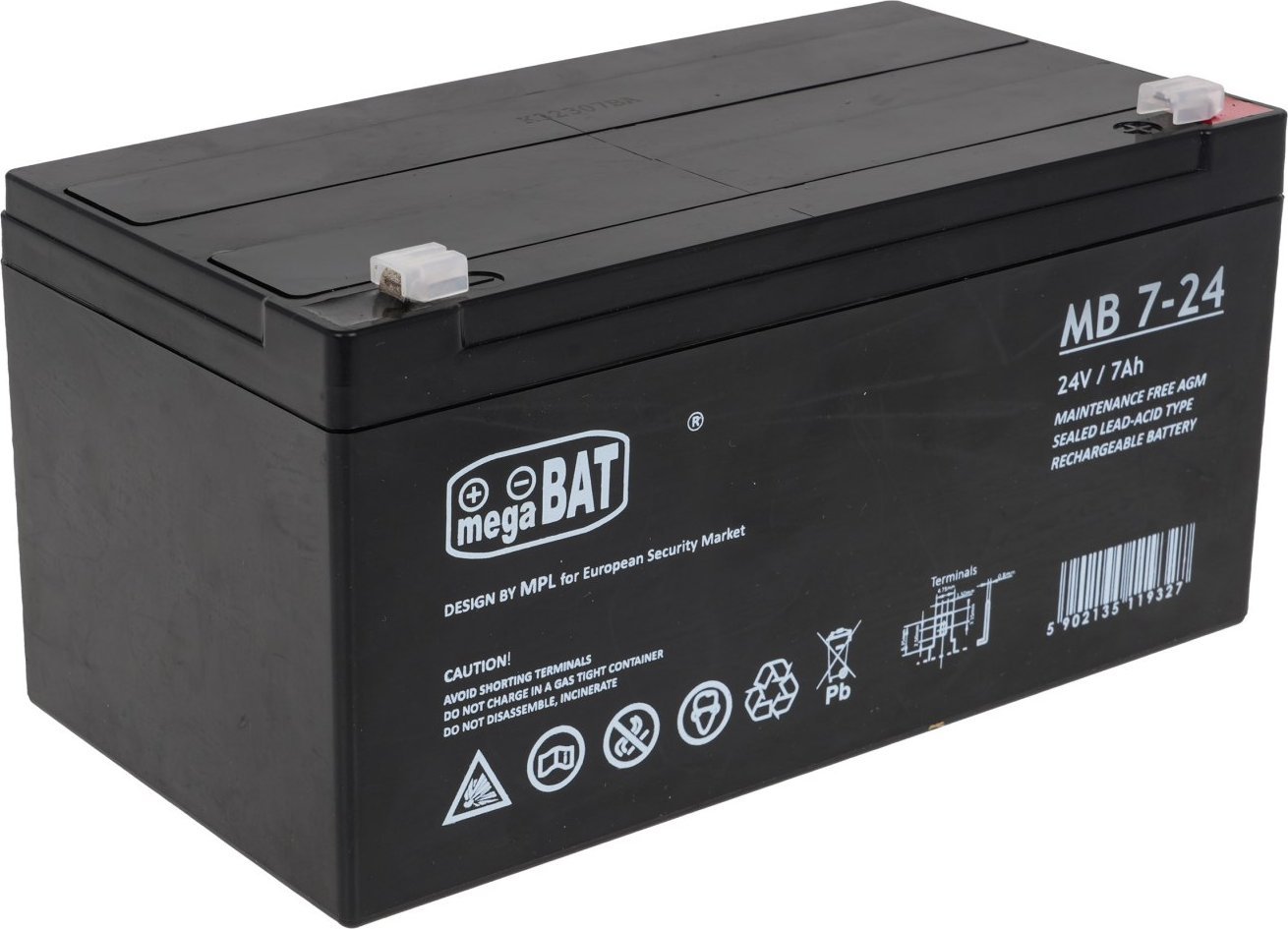 Bateri MEGABAT VRLA MB 7-24, 12V, 7Ah, gri