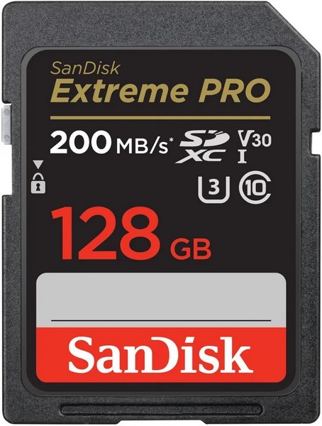 Kartë memorie SanDisk SDXC, 128GB, Extreme Pro 200/90 MB/s, V30, UHS-I U3