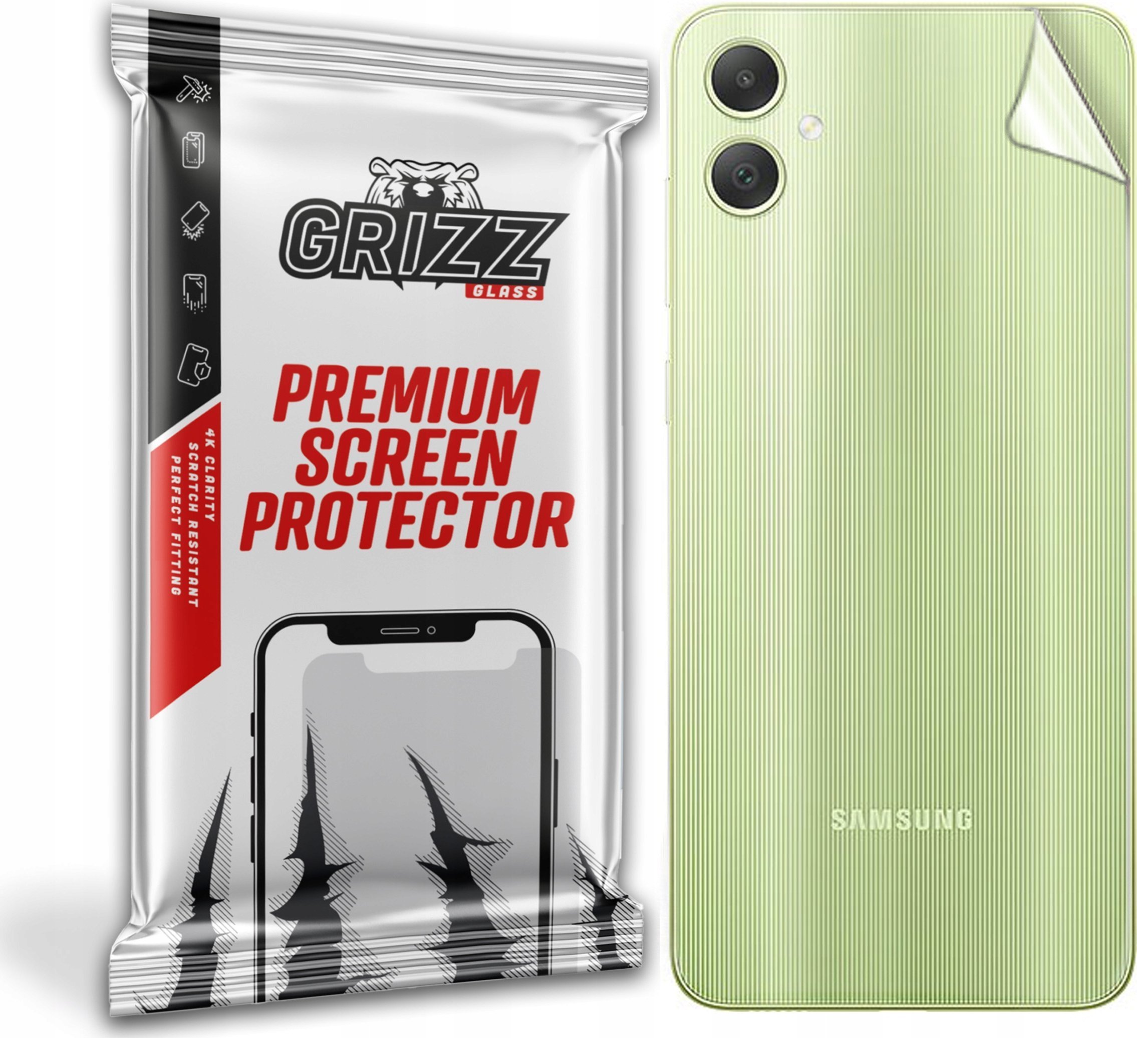 Mbrojtëse e pasme GrizzGlass SatinSkin për Samsung Galaxy A05, fleksibile, sipërfaqe satinë, transparente