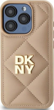 Mbulesë telefoni DKNY Quilted Stack Logo për iPhone 14 Pro Max 6.7", mbrojtëse, bezhë