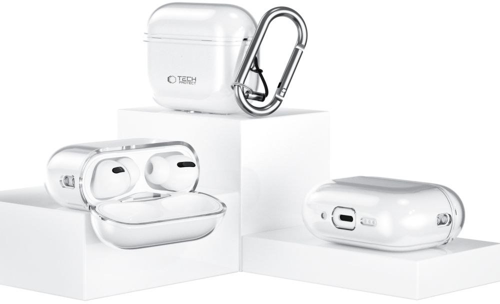 Këllëf mbrojtës Tech-Protect FlexAir për Apple AirPods Pro 3, TPU, me unazë, transparent