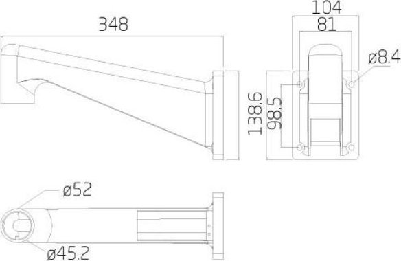 Mbajtëse muri për kamera Ernitec Gooseneck, për ambiente të brendshme dhe të jashtme, e bardhë