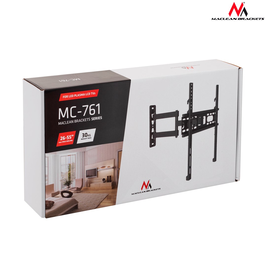 Mbajtëse për TV Maclean MC-881, 37-80", 60kg, e zezë