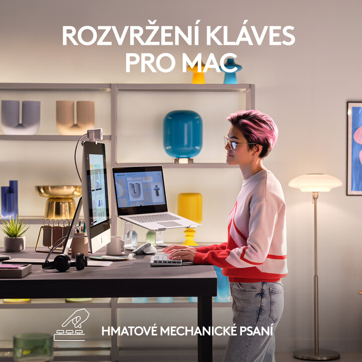 Tatierë Logitech MX Mechanical Mini për Mac, gri e çelët
