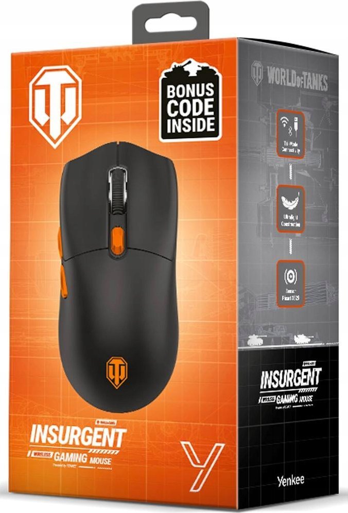 Maus gaming wireless Yenkee Insurgent WT300, 6200 DPI, 2.4G Bluetooth USB, i zi portokalli