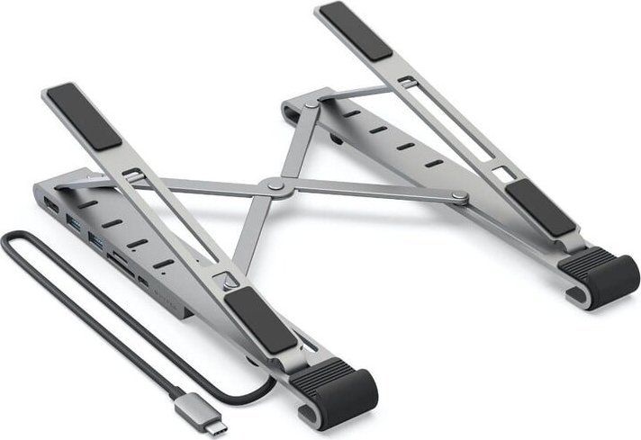 Dock USB-C me qëndrim laptopi HyperDrive 7 in 1, HDMI 4K, PD 100W, gri