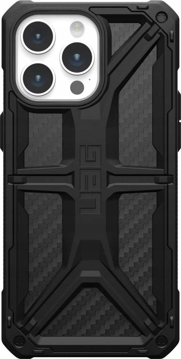 Kësja mbrojtëse UAG Monarch për iPhone 15 Pro Max, 6.7", Carbon Fiber, e zezë