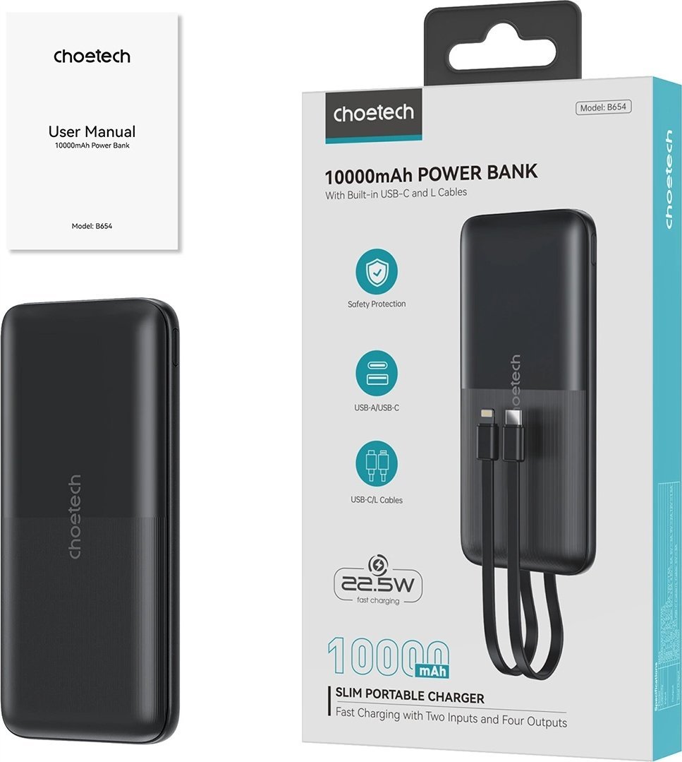 Powerbank Choetech B654, 10000mAh, 22.5W, i zi