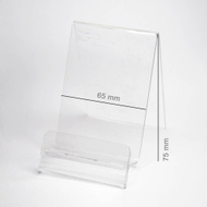 Mbajtës vertikal pleksiglas për smartphone, me tab çmimi, gjerësi 65mm, transparent