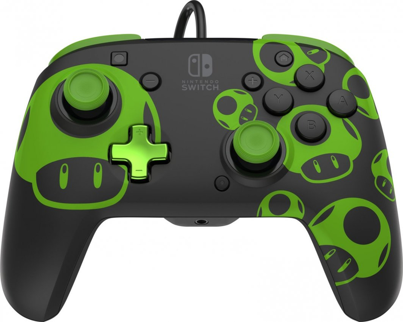Kontroller PDP Rematch 1Up Glow In The Dark, me kabllo, i zi / i gjelbër