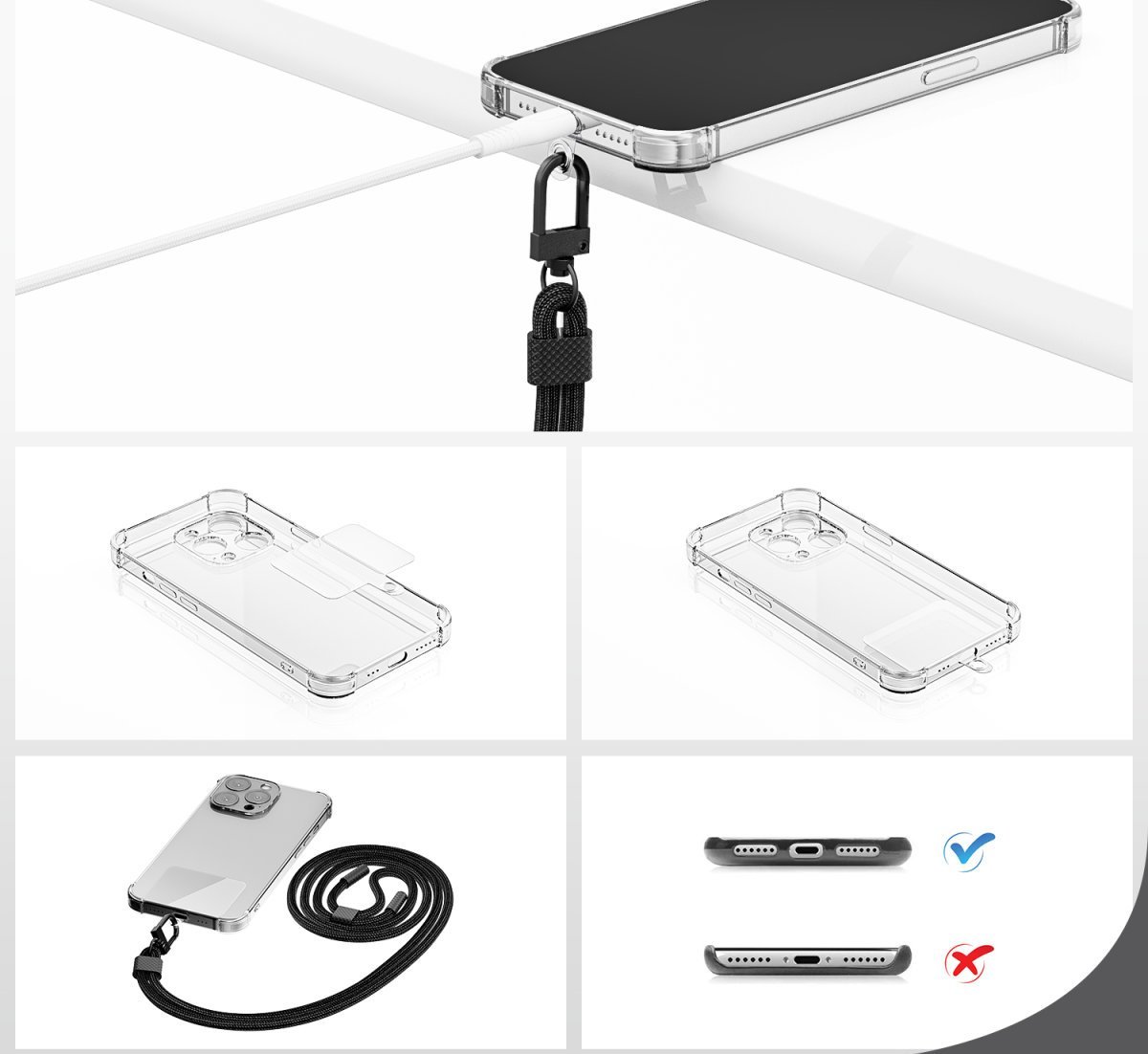 Rrip telefoni 4smarts PhonoLace 540489, universal deri 7", 150cm, transparentsh