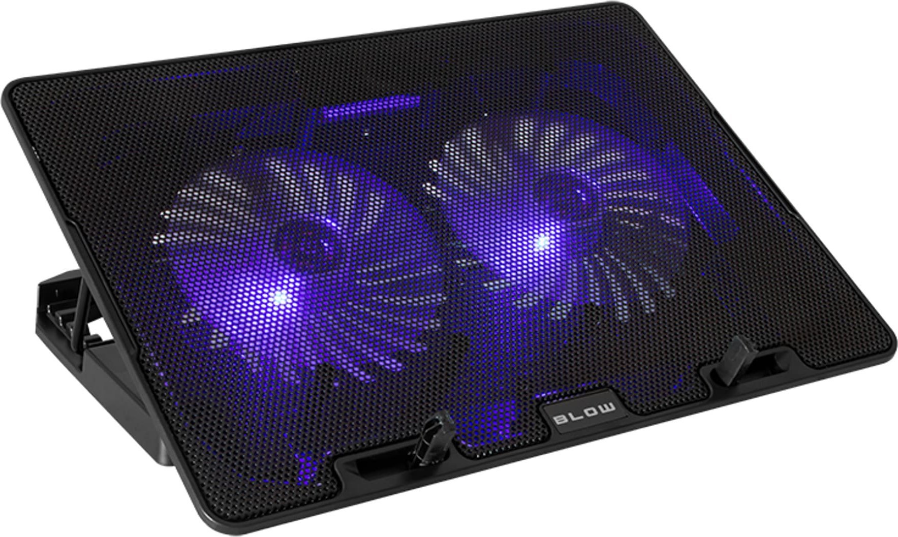 Ftohës laptopi Blow Walking Stand Samba, 2 ventilatorë, ndriçim blu, i zi