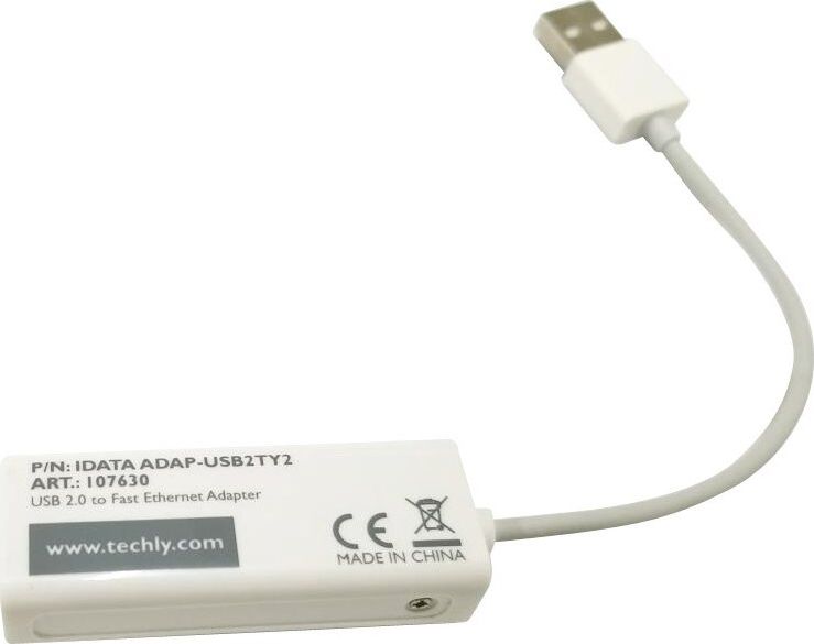 Kartë rrjeti USB Techly IDATA ADAP-USB2TY2, Fast Ethernet 10/100 Mbps, USB 2.0, e bardhë