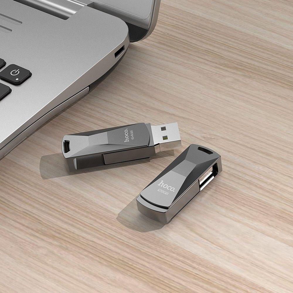 USB Hoco Wisdom UD5, 32GB, metalik, argjendtë