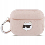 Etui për kufje Karl Lagerfeld Monogram Choupette Head, për AirPods Pro 3, lëkurë eco, rozë