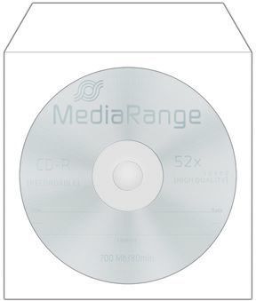 Zarfa mbrojtës MediaRange për CD/DVD, 50 copë, 124x124mm, të bardhë