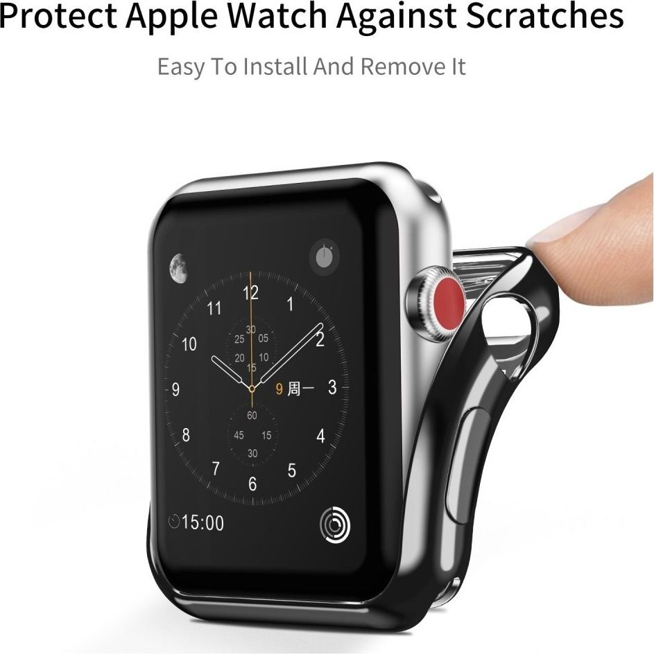 Kutia mbrojtëse për smartwatch Dux Ducis Apple Watch 38mm, 2 copë, silikoni, e zezë dhe transparente