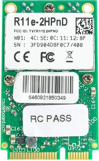 Kartë rrjeti Mikrotik R11E-2HPND, miniPCI-e, 802.11b/g/n Dual Chain