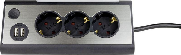 Prizë zgjatuese REV Light Socket, 3 dalje, 2x USB, e bardhë