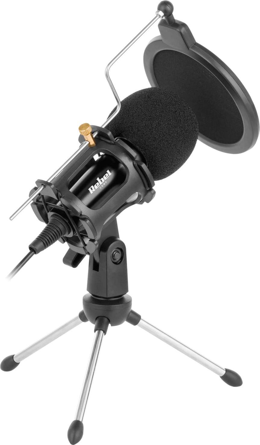 Mikrofon tavoline Rebel KOM1052, 3.5mm, omnidireksional, i zi