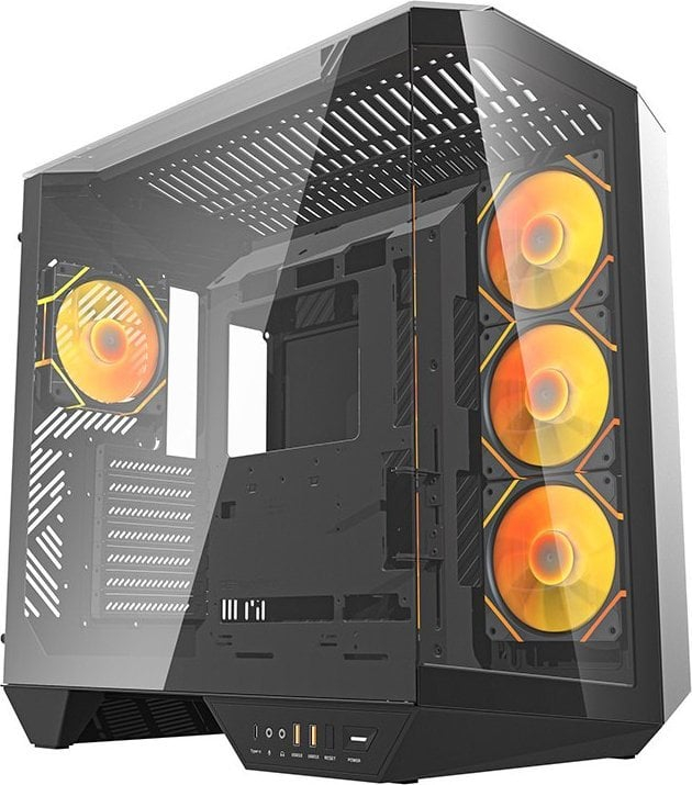 Kuti kompjuteri darkFlash DY470 ATX Cube, 4 ventilatorë ARGB, xham i temperuar, e zezë