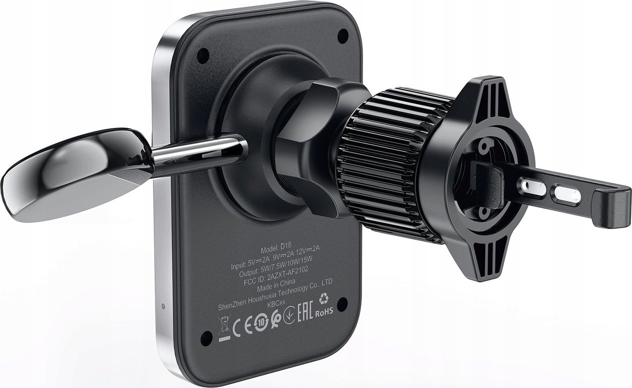 Mbajtëse makine Acefast D18, karikues induktiv 2 në 1 MagSafe Qi, e zezë