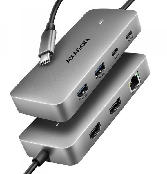 Hub USB C AXAGON HMC CUB83X2, 7n1, Dual 4K, gri alumini