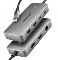 Hub USB C AXAGON HMC CUB83X2, 7n1, Dual 4K, gri alumini