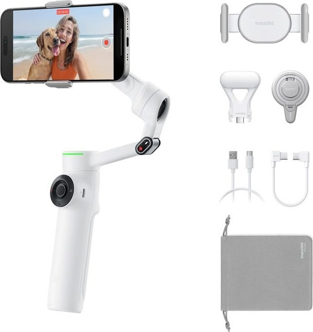 Stabilizues për telefon Insta360 Flow 2 Pro Creator Bundle, 360°, ndjekje automatike, gri