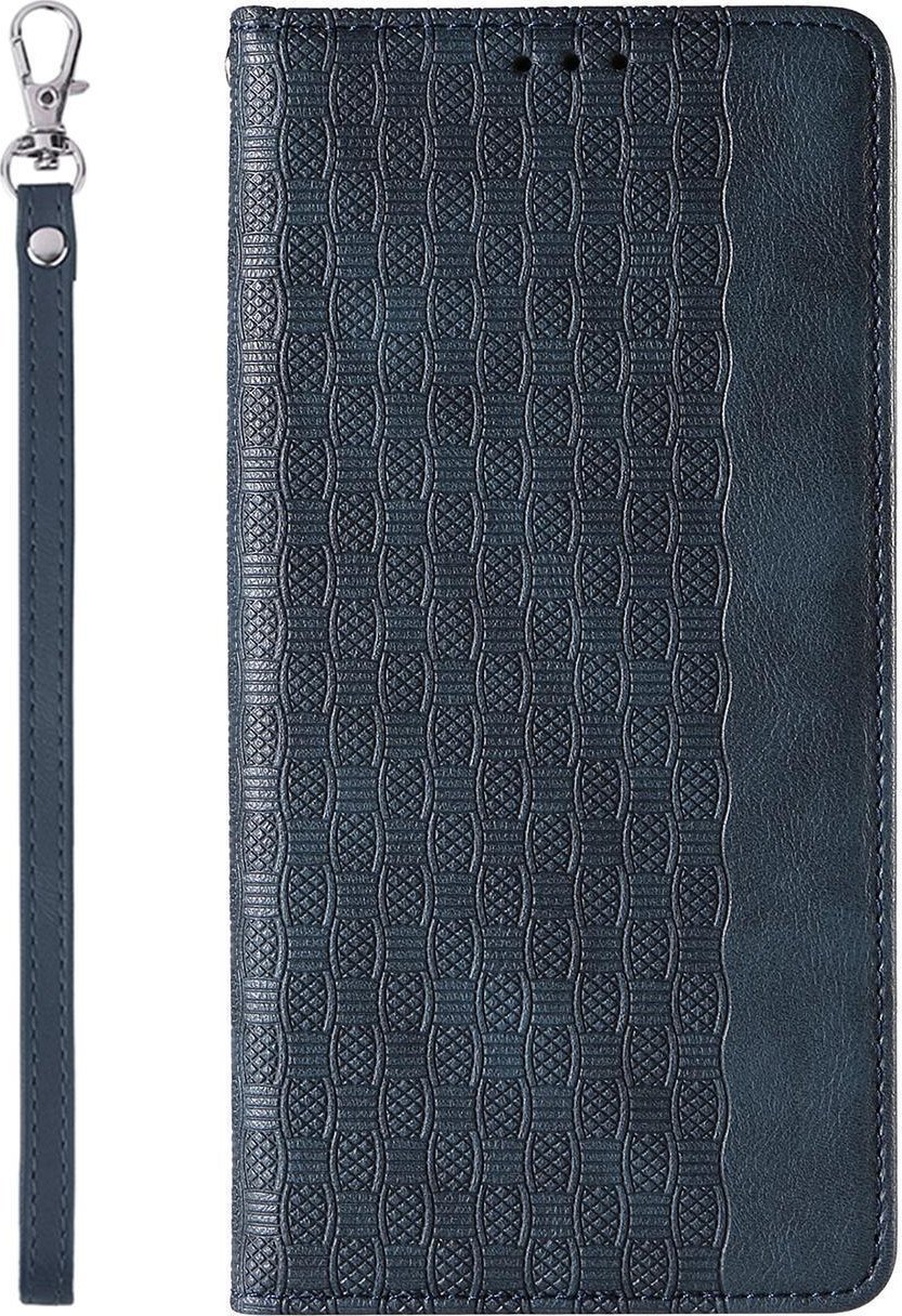 Këllëf telefoni Hurtel Magnet Strap Case për Samsung Galaxy S23 Ultra, me kapak portofol dhe stand, blu