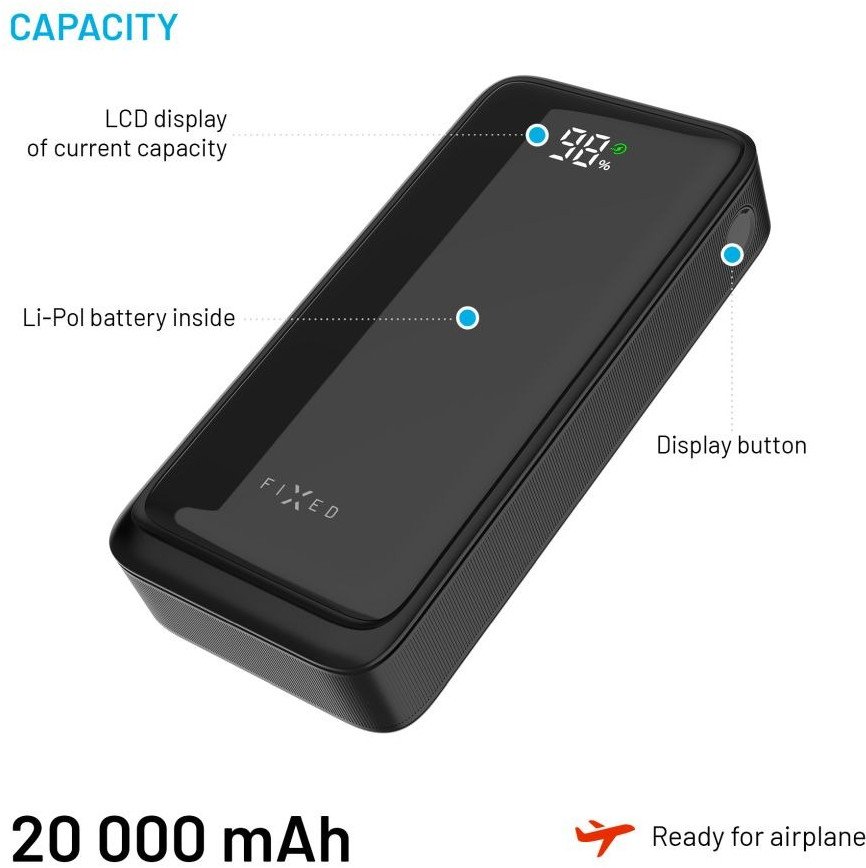 Power bank FIXED Zen2 20, 20000mAh, USB C PD 20W, e zezë